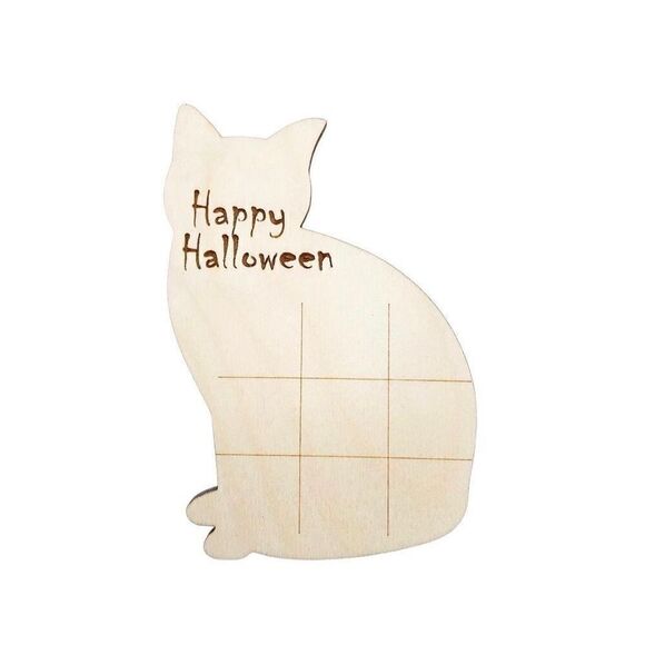 Lazered Cat Halloween Trick Or Treat Tic Tac Toe Game Board Kids Adults New - Picture 2 of 4